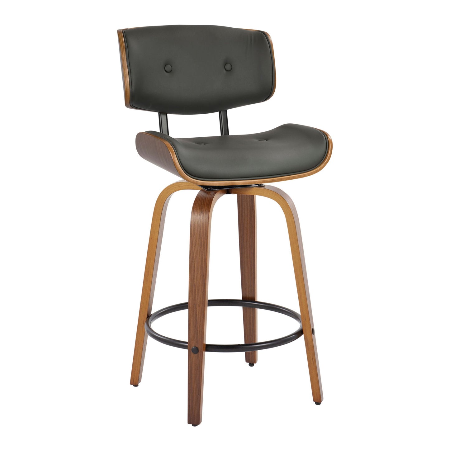 Lombardi - Mid-Century Modern Fixed Height Counter Stool With Swivel With Round Footrest (Set of 2) Lumi Source