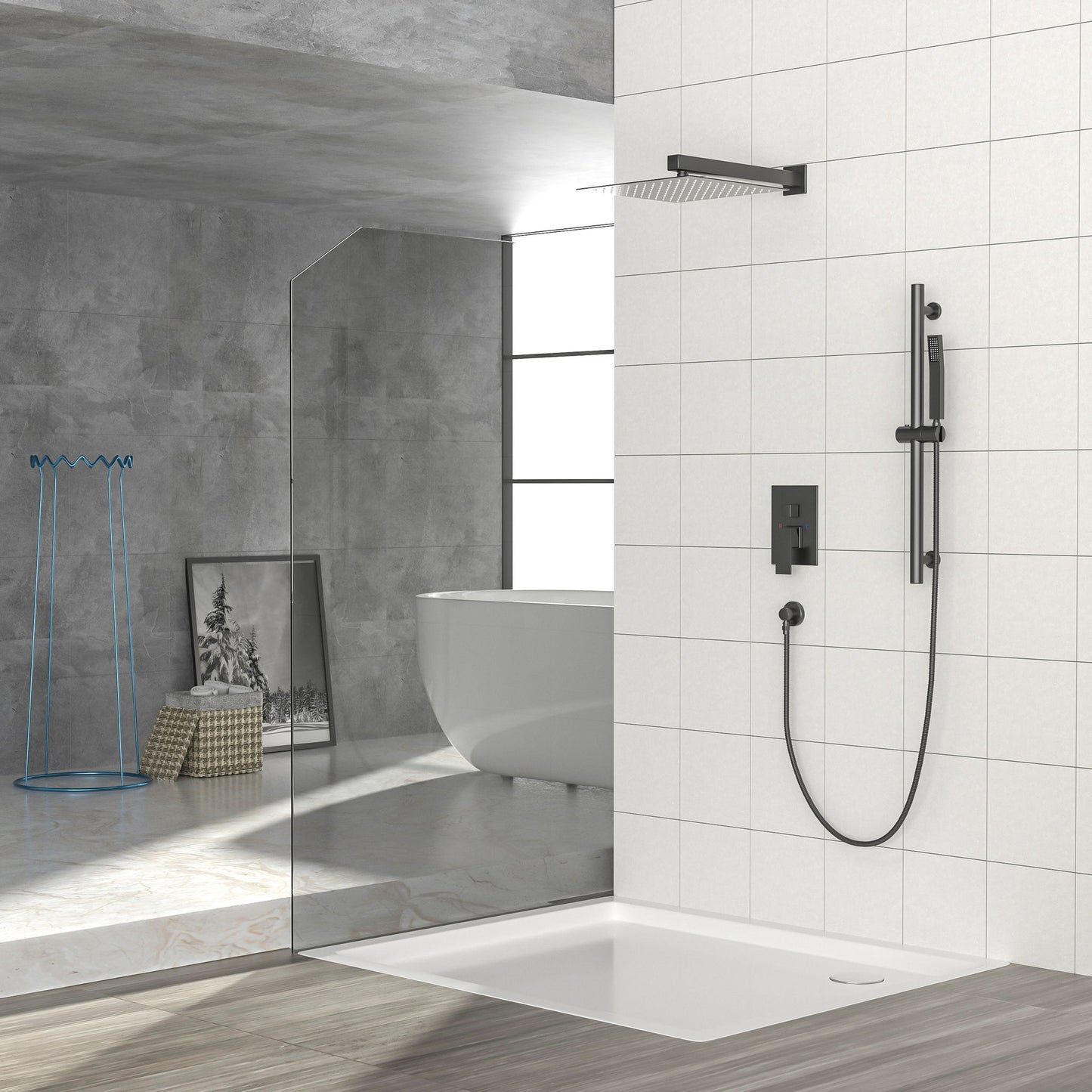 Modern Shower System With Adjustable Slide Bar, Stainless Steel And Brass Construction Daily Nest
