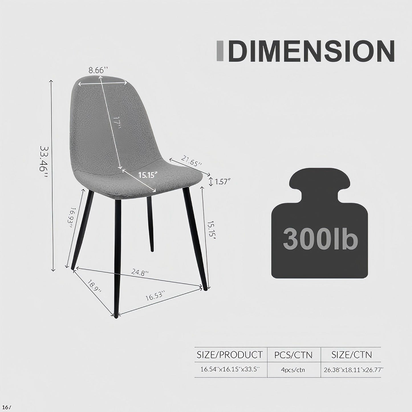 Modern Accent Dining Chairs Upholstered Seat, Metal Legs (Set of 4) Home Essentials