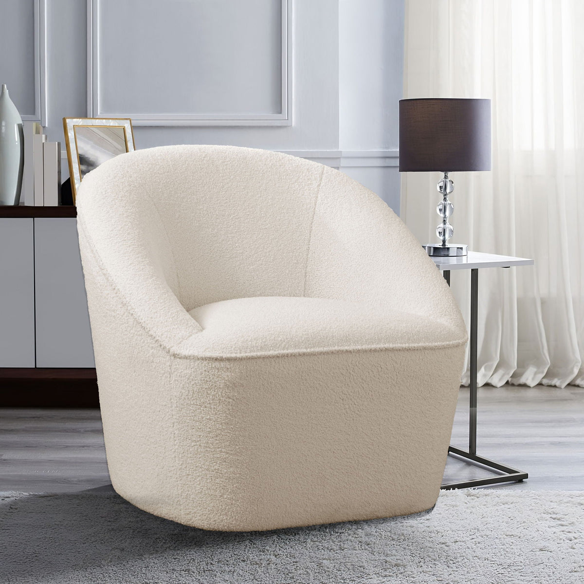 Anson - Swivel Chair With Soft Rounded Back - Off White Ridgecrest Home
