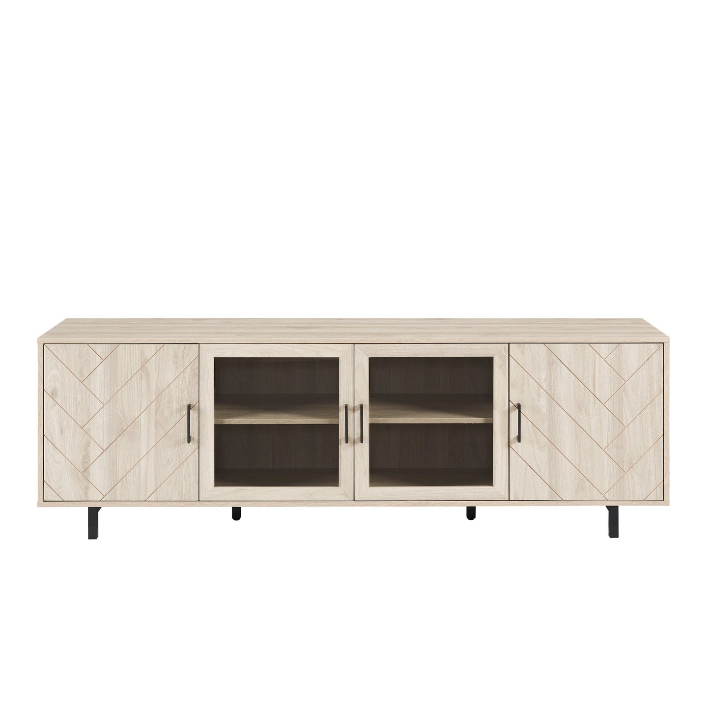 Modern Scandinavian 4 Door Herringbone 70" TV Stand For TVs Up To 80" Walker Edison