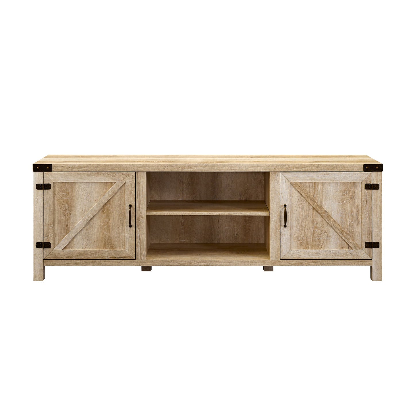 Rustic Farmhouse Double Barn Door 70" TV Stand For 80" TVs With Center Shelves Walker Edison
