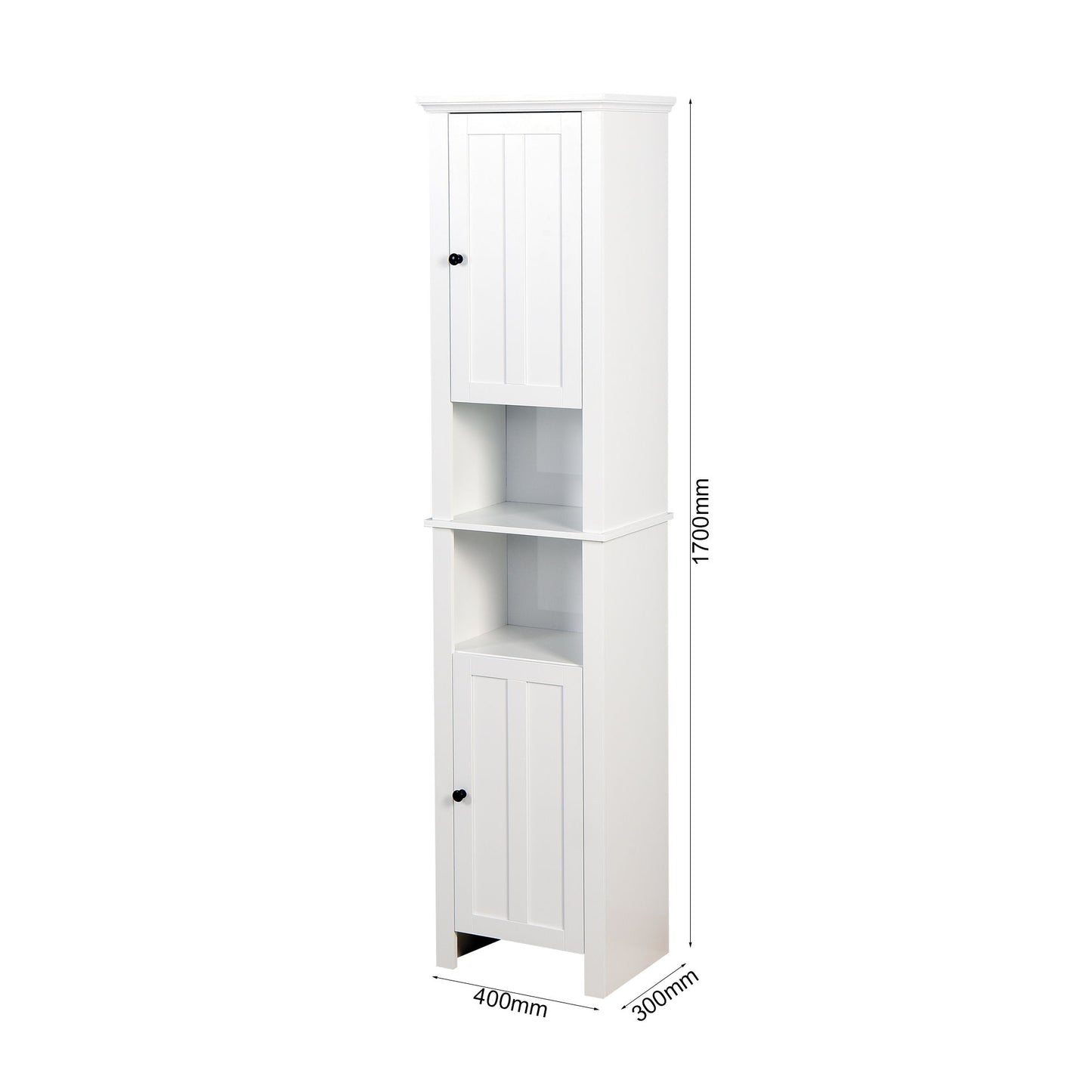 Wooden Bathroom Floor Storage Cabinet With 2 Doors And 6 Shelves - White Home Essentials