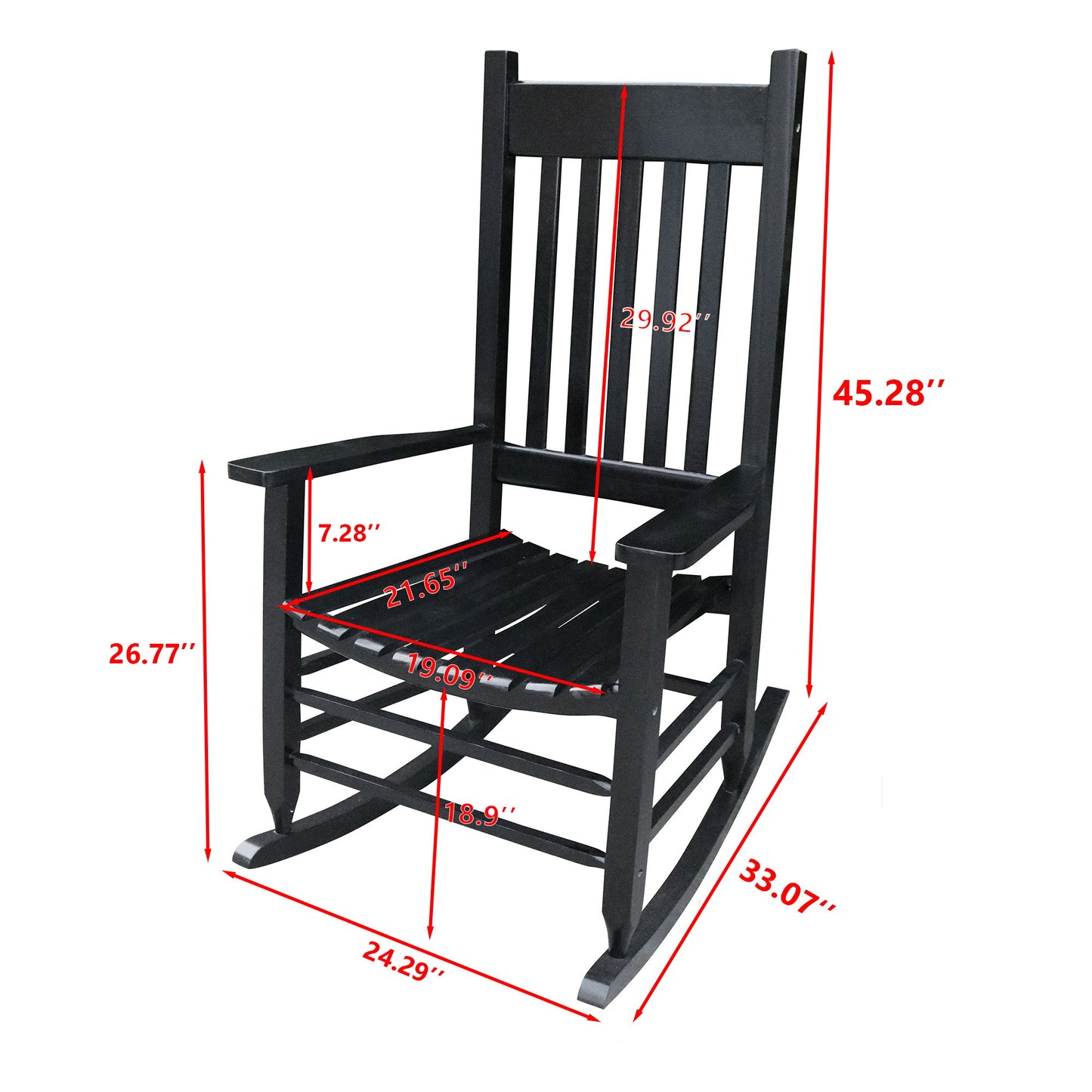 Classic Wooden Porch Rocker Chair White Populus Wood Comfortable Design Home Essentials