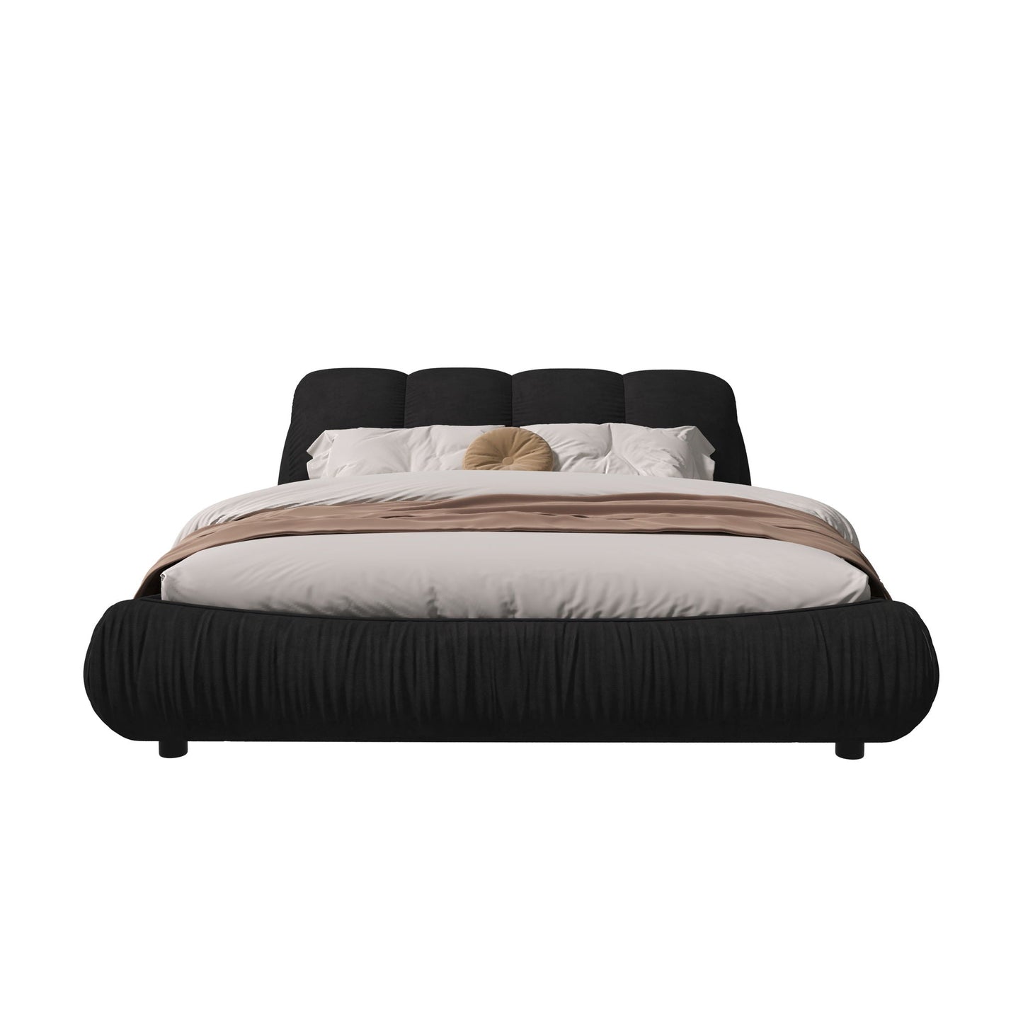 Luxury Upholstered Platform Bed With Oversized Padded Backrest And Solid Wood Frame Home Essentials