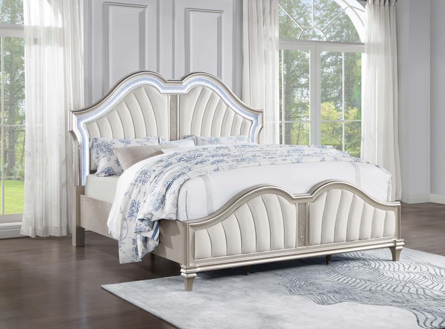 Evangeline - Wood LED Panel Bed CoasterElevations