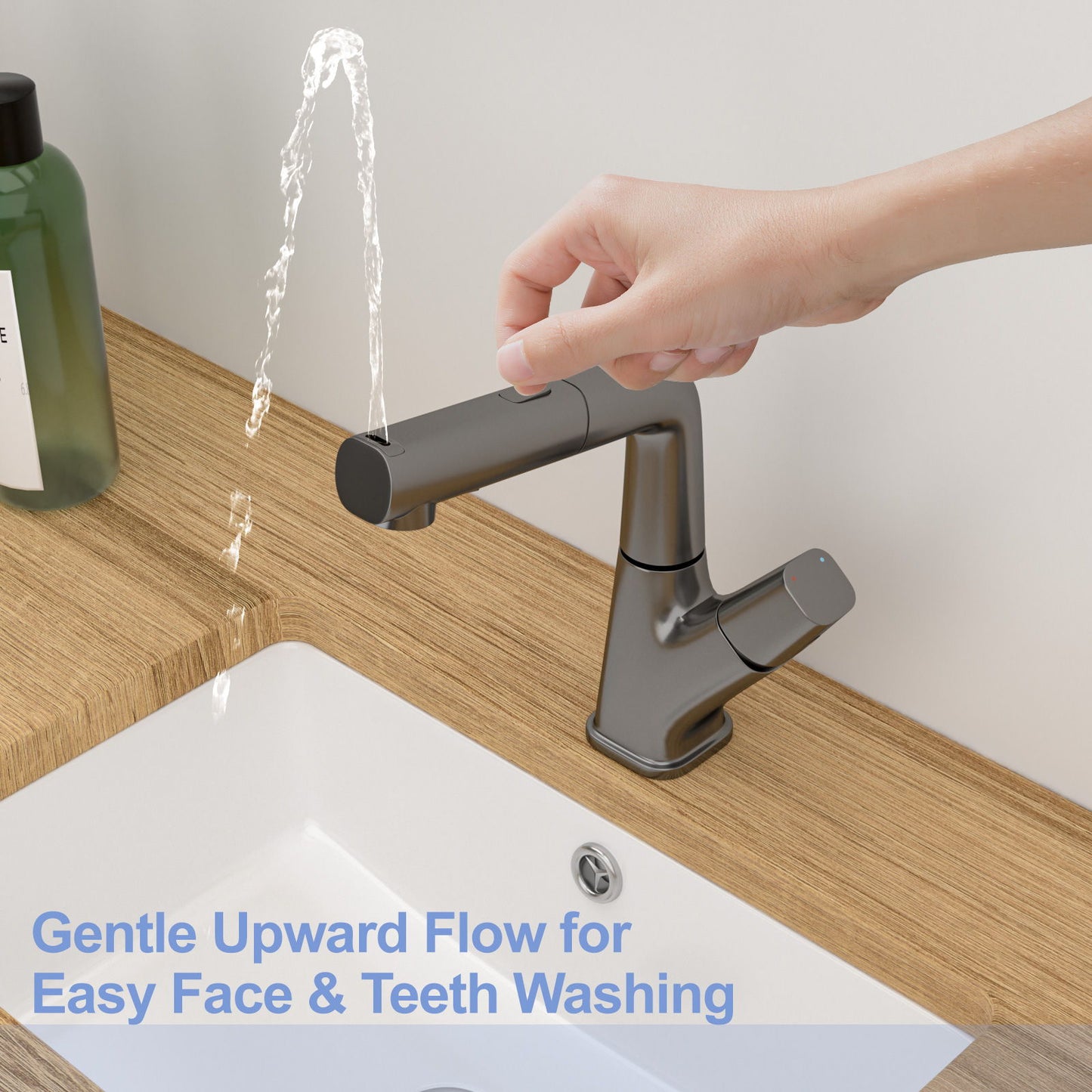 Pull Down Bathroom Sink Faucet With 3 Water Modes And Stainless Steel Construction - Gunmetal Black Daily Nest