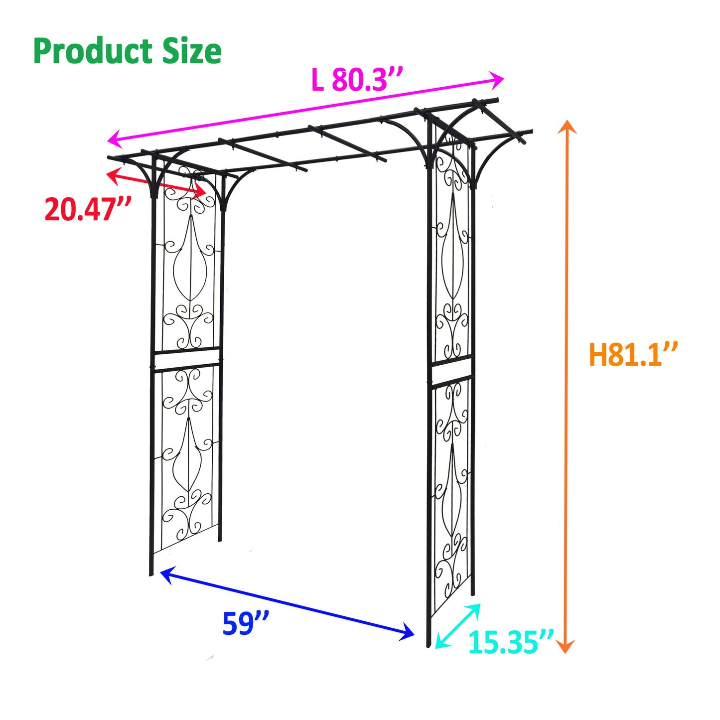 Metal Garden Arch Climbing Plants Support Rose Arch Outdoor - Black Daily Nest