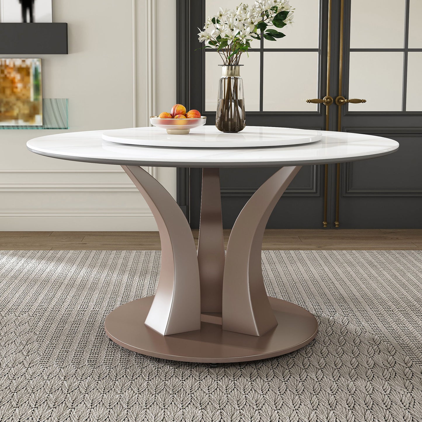 Table With Rotating Tray Scratch & Heat For Kitchen & Restaurant(Table Only - White Home Essentials