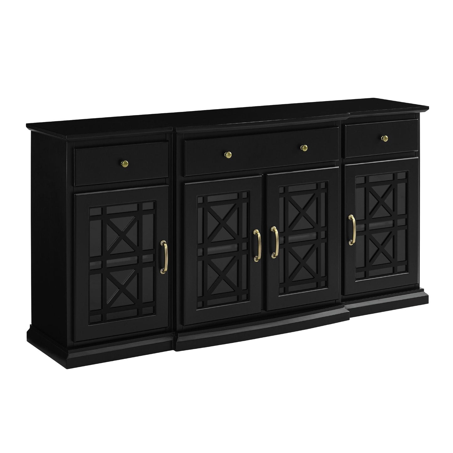 Classic Fretwork Detailed Glass Door Sideboard Walker Edison