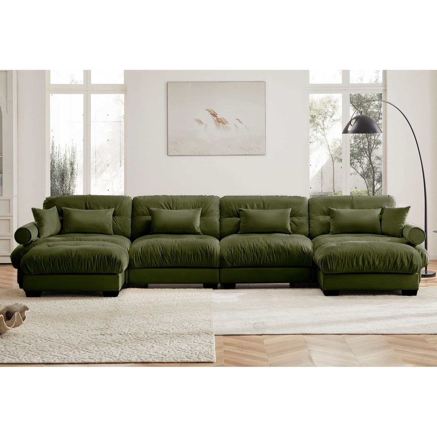 Super Comfort Oversized Modular Sectional Sofa With Movable Ottoman - Snoozhouse