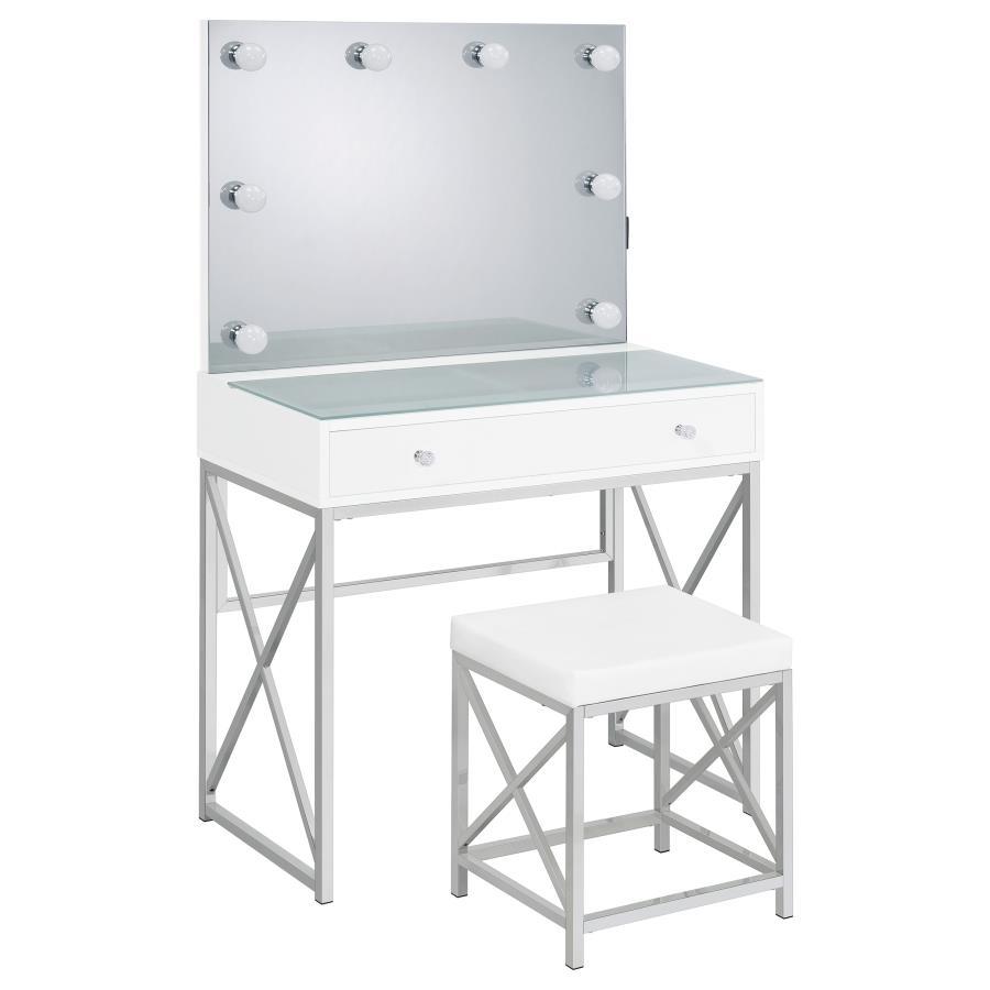 Eliza - Vanity Set With Lighting & Stool - White And Chrome Coaster Fine Furniture