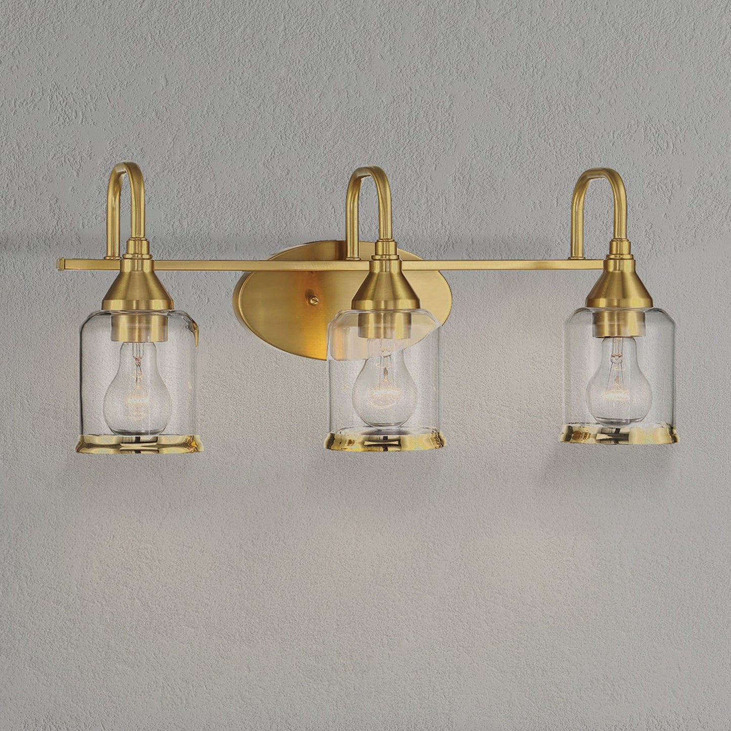 Twilight - 3 Lights Brush Contemporary Vanity Light - Clear / Gold Ashcroft Furniture
