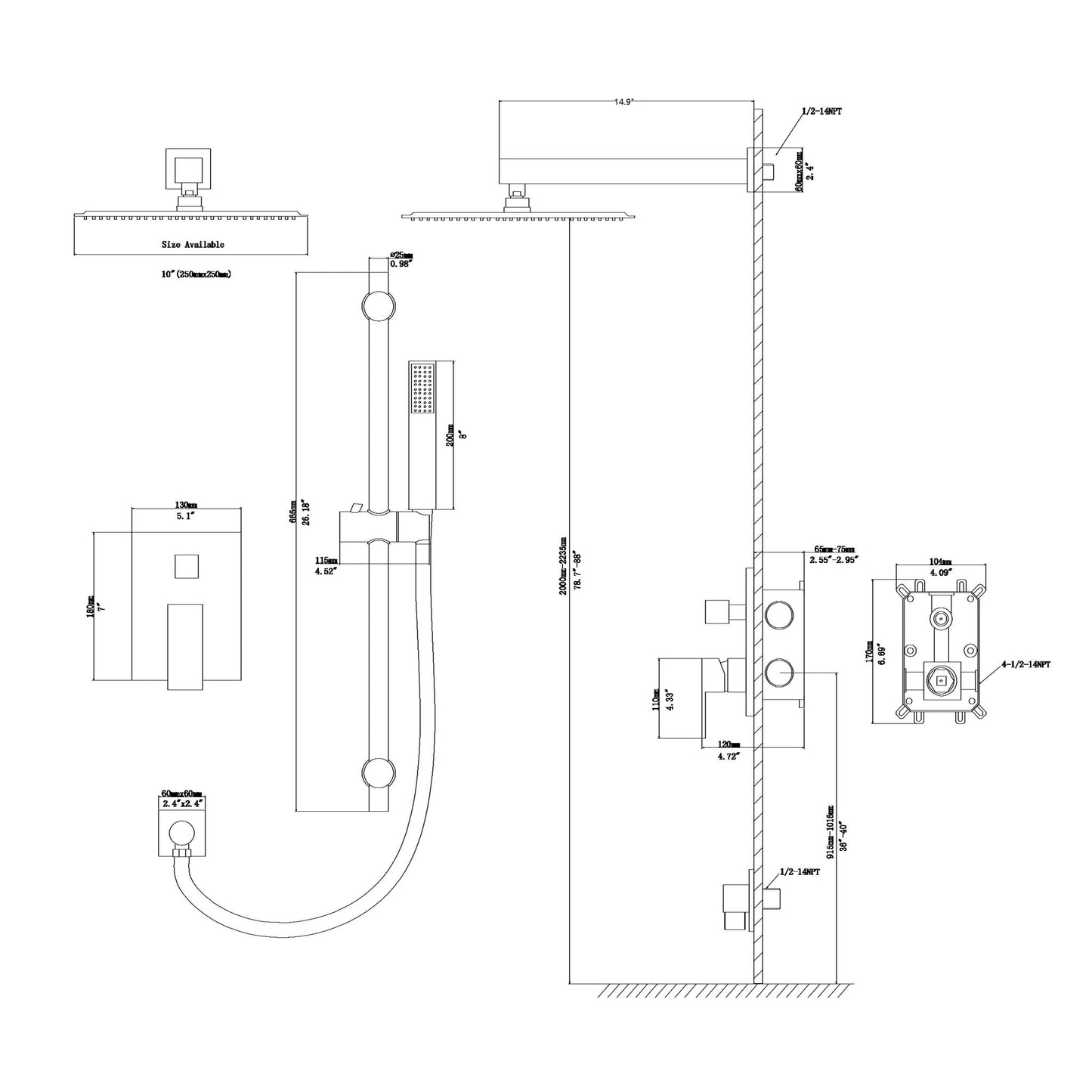 Modern Shower System With Adjustable Slide Bar, Stainless Steel And Brass Construction Daily Nest