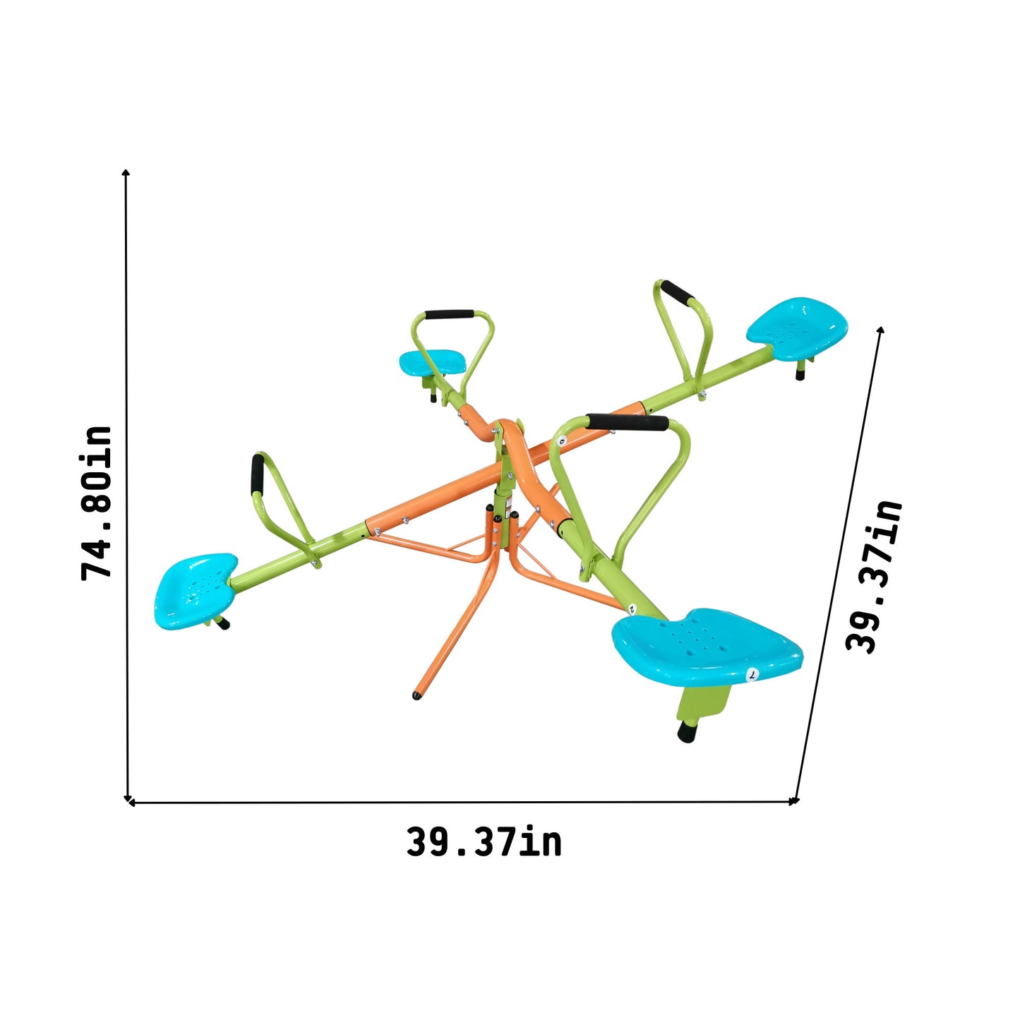 Xss004 Outdoor Playground Four Seats Seesaw For Kids 360 Degree Rotating Sturdy Plastic Seat Seesaw For Kids Seesaw For Kids Age 3+ - Green / Blue Daily Nest