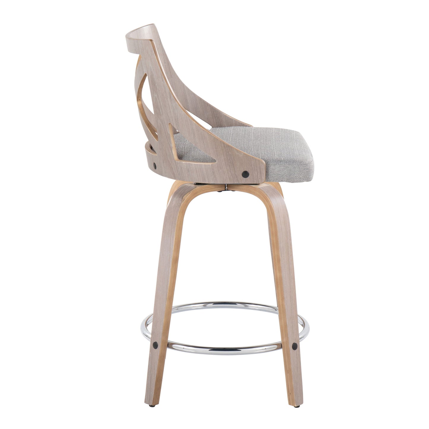 Charlotte - Farmhouse Fixed Height Counter Stool & Swivel With Round Footrest (Set of 2) Lumi Source