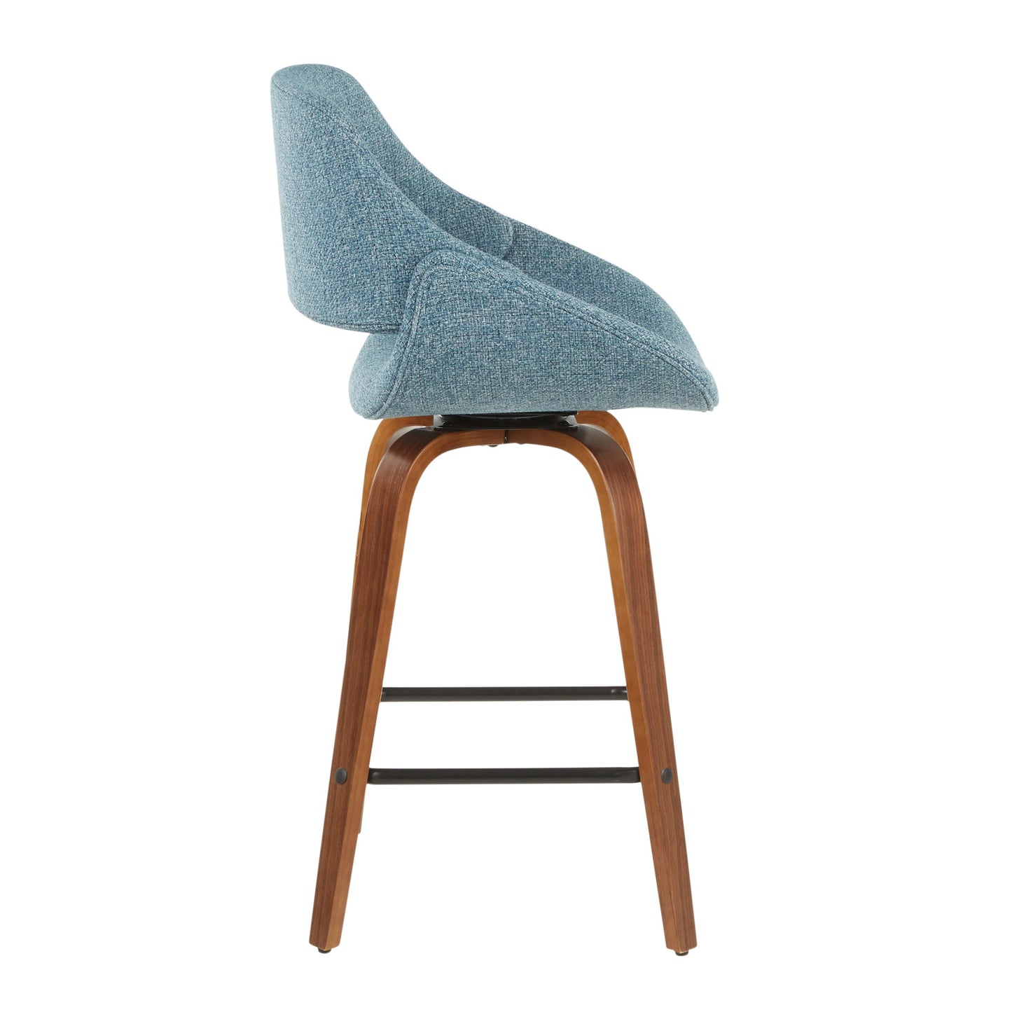 Fabrico - Mid-Century Modern Counter Stool (Set of 2) - Walnut / Blue Lumi Source
