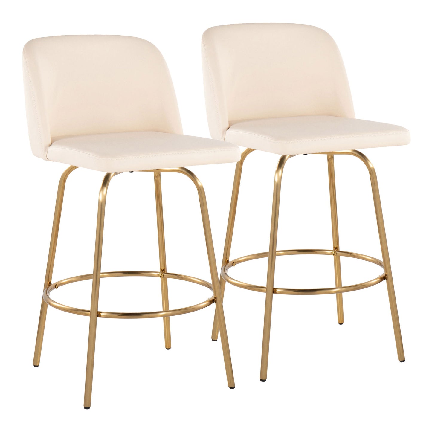 Toriano - Contemporary, Fixed Height Counter Stool With Swivel With Round Footrest (Set of 2) Lumi Source
