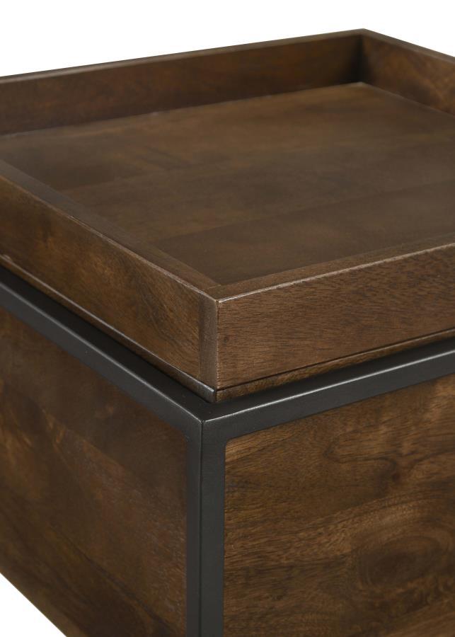 Ondrej - Square Accent Side Table Removable Tray - Dark Brown CoasterEssence