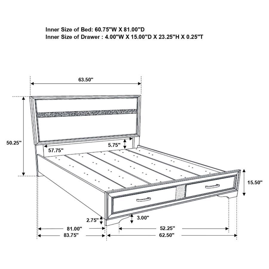 Miranda - Storage Wood Panel Bed CoasterEveryday