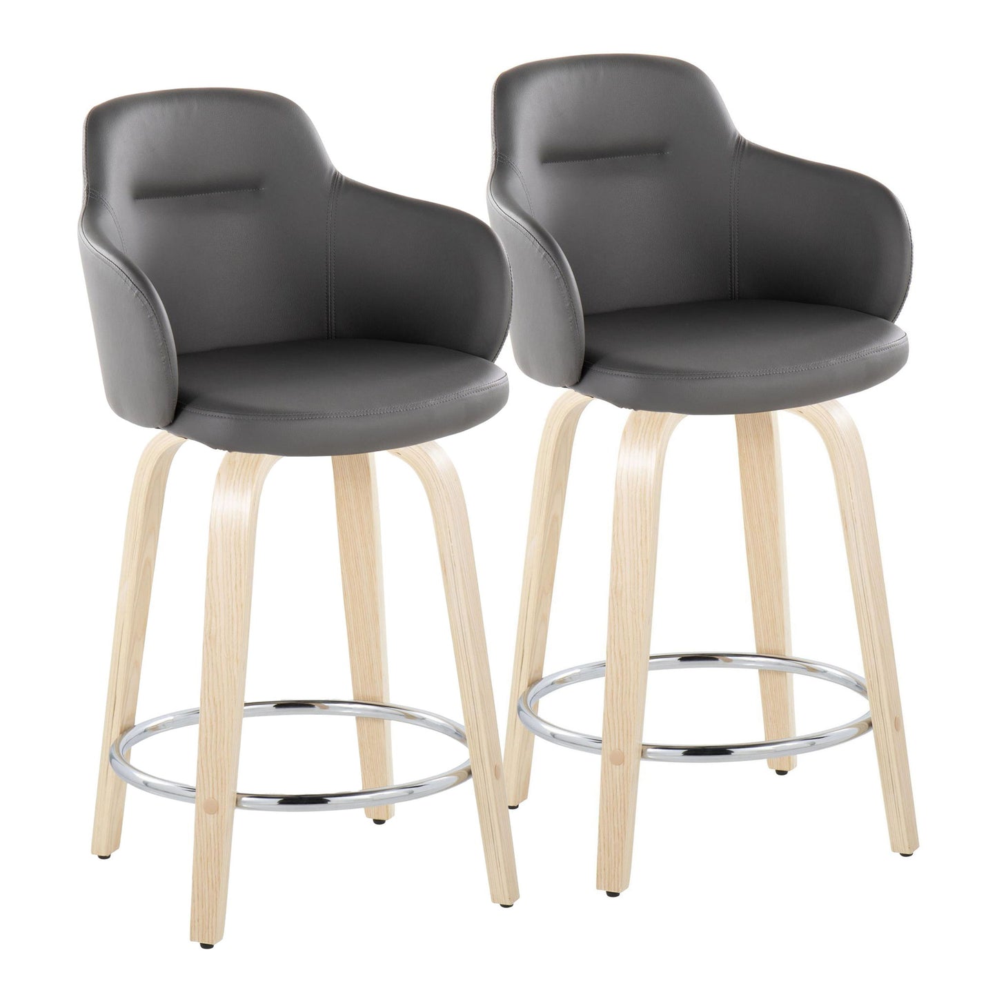 Boyne - Contemporary Fixed Height Counter Stool & Swivel With Round Footrest (Set of 2) Lumi Source