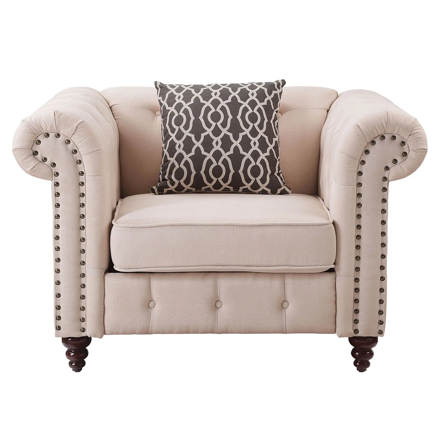 Aurelia - Linen Chair With Pillow - Beige Acme