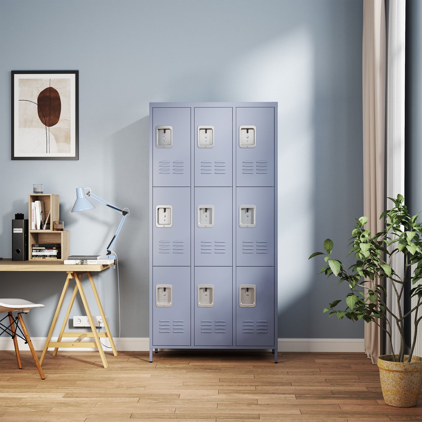 9 Door Lockers With Lock For Storage In Office, School, Gym, And Bedroom - Gray Home Essentials