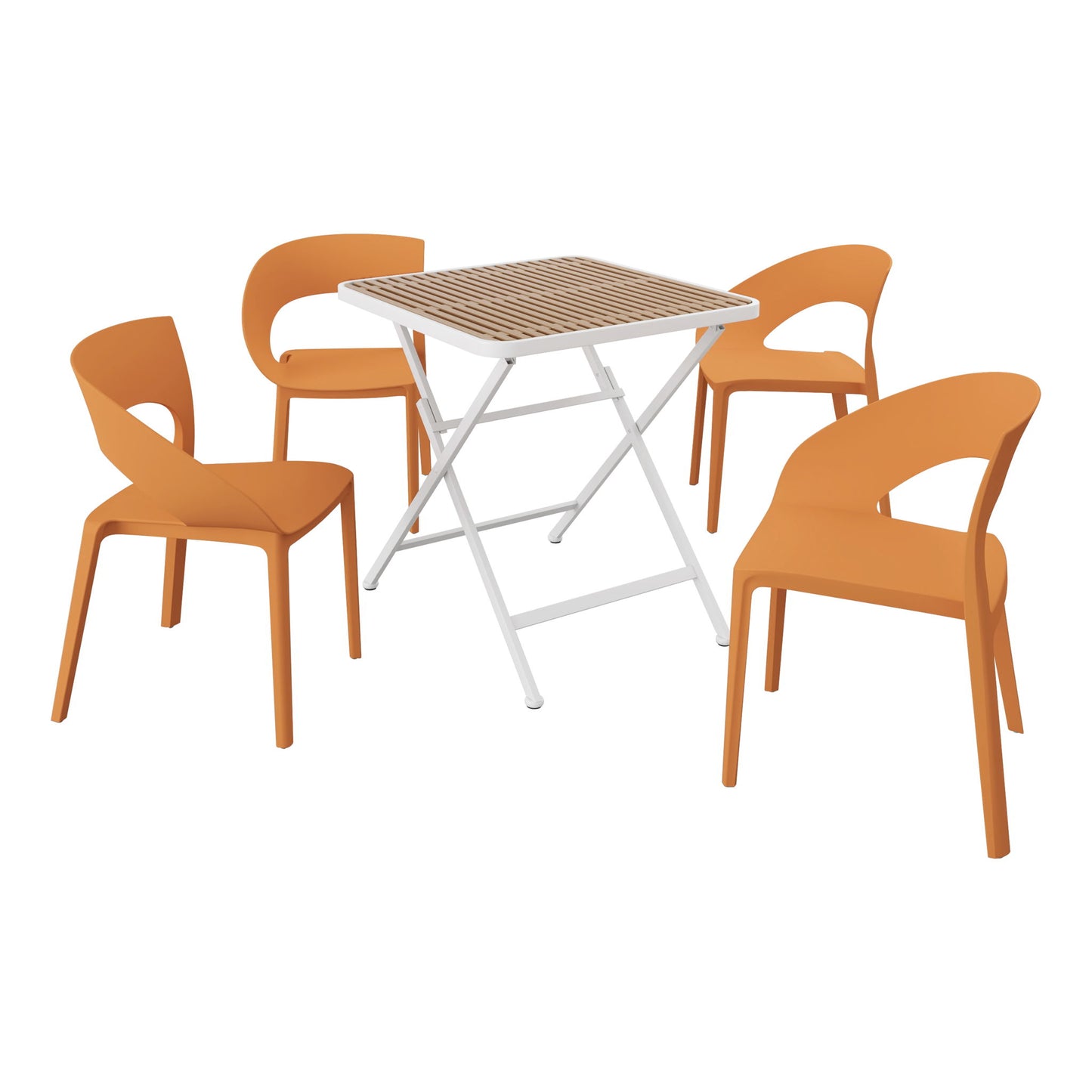 4 Piece Set Of Modern Designed Single Chairs With Folding Square Table Home Essentials