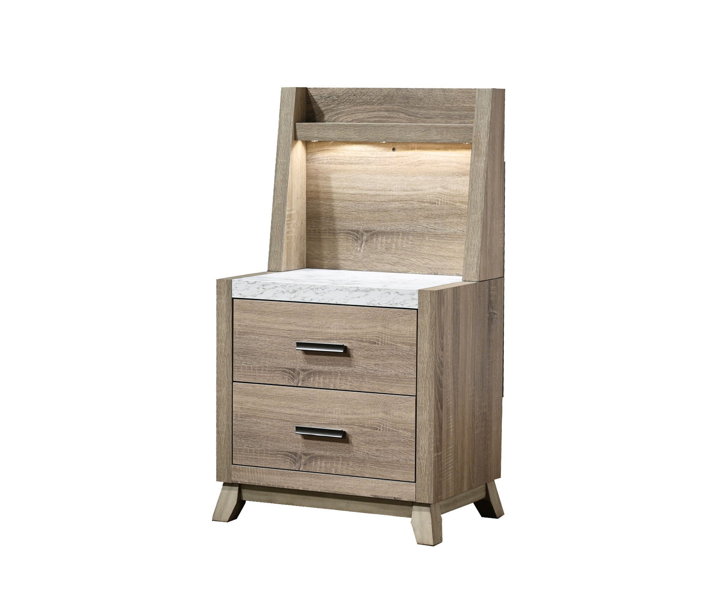 Tilston - Nightstand With Wall Panel - Natural Crown Mark