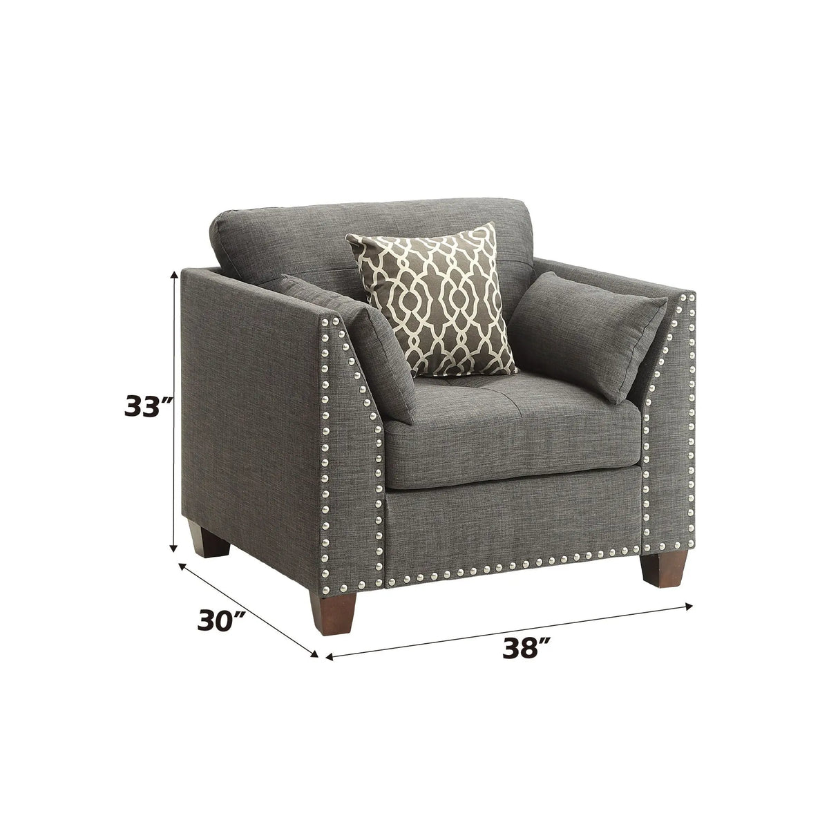 Laurissa - Chair With 3 Pillows - Light Charcoal Acme
