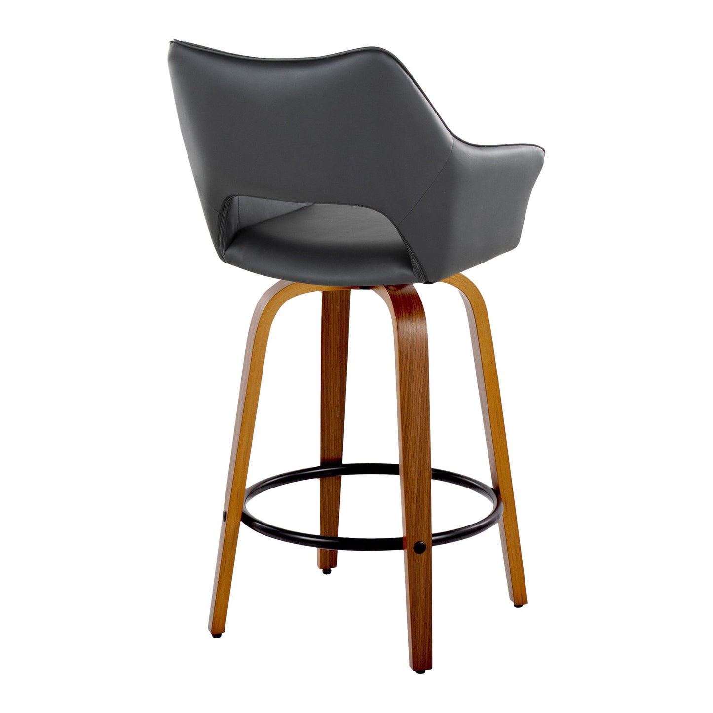 Mustang - Contemporary Fixed Height Counter Stool With Swivel With Round Footrest (Set of 2) Lumi Source