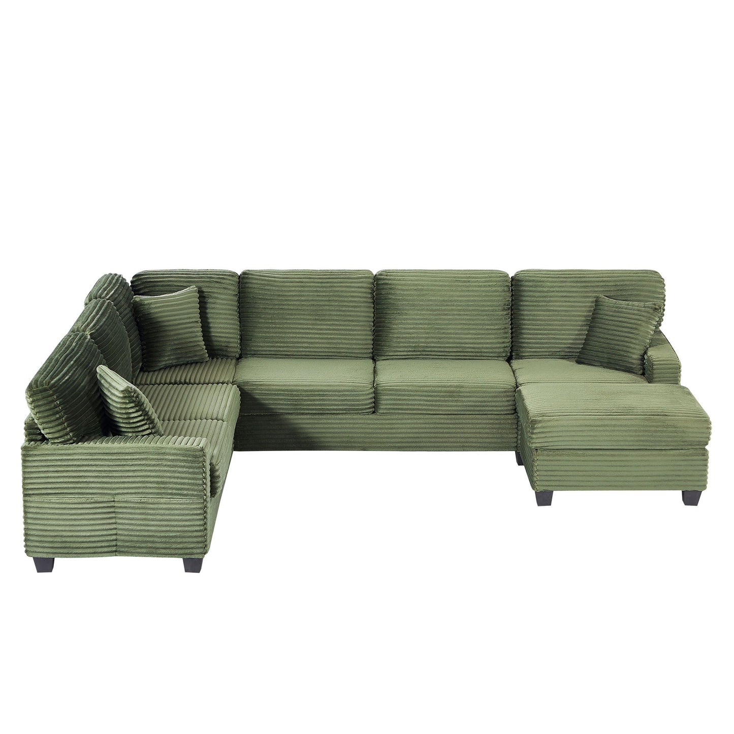 Upholstered U-Shaped Sectional Sofa With Movable Ottoman And Side Storage Pockets - Snoozhouse