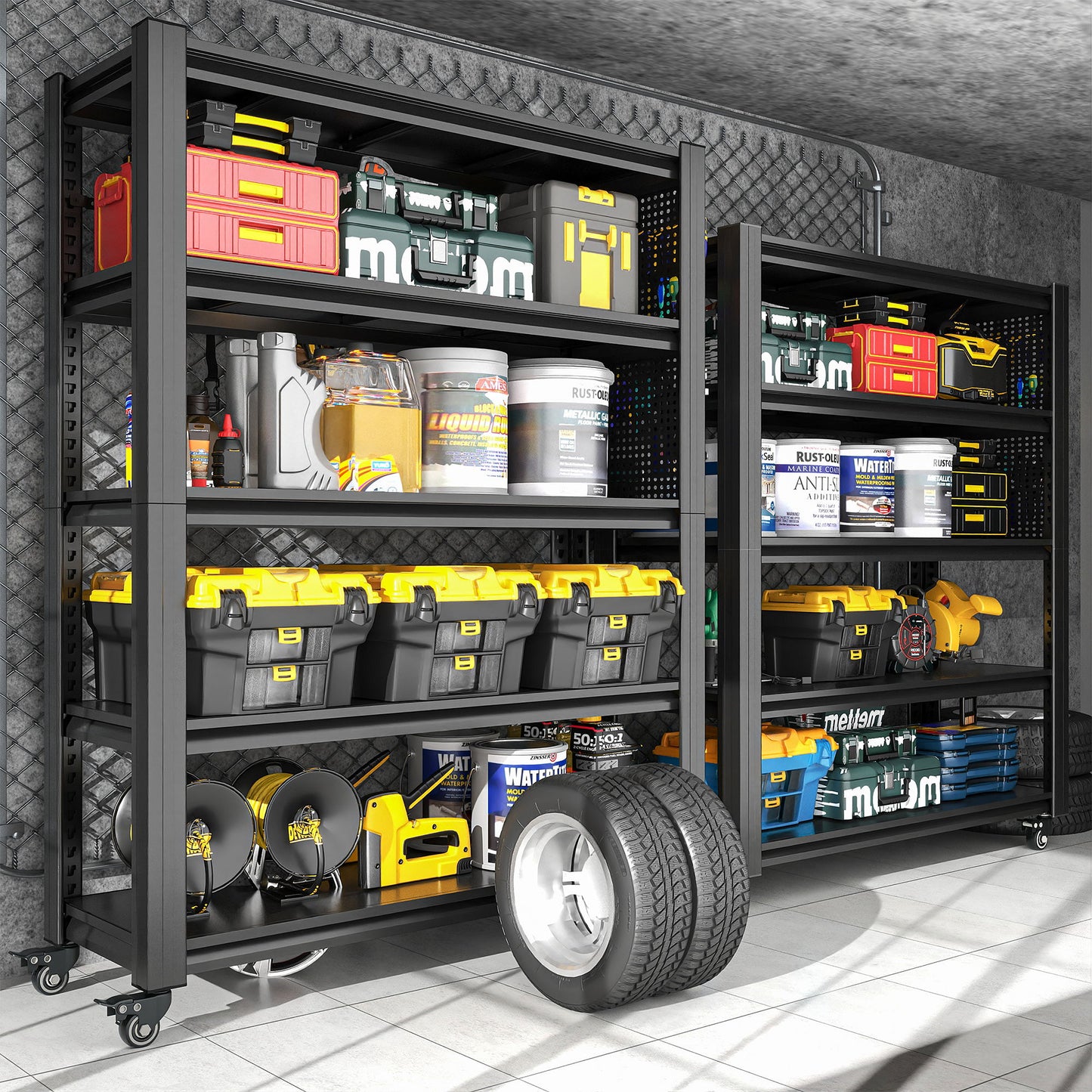 Heavy Duty Adjustable Metal Shelving Unit With Pegboard And Wheels For Multipurpose Storage Daily Nest