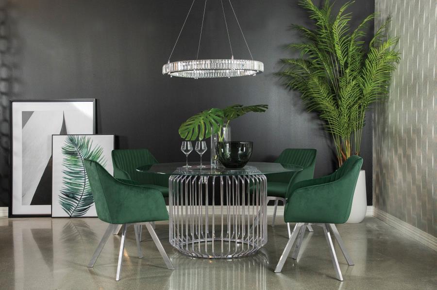 Veena - Round Glass Top Metal Dining Table - Chrome Coaster Fine Furniture