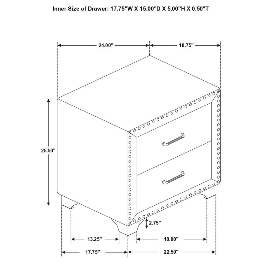 Melody - Upholstered 2-Drawer Nightstand CoasterEveryday