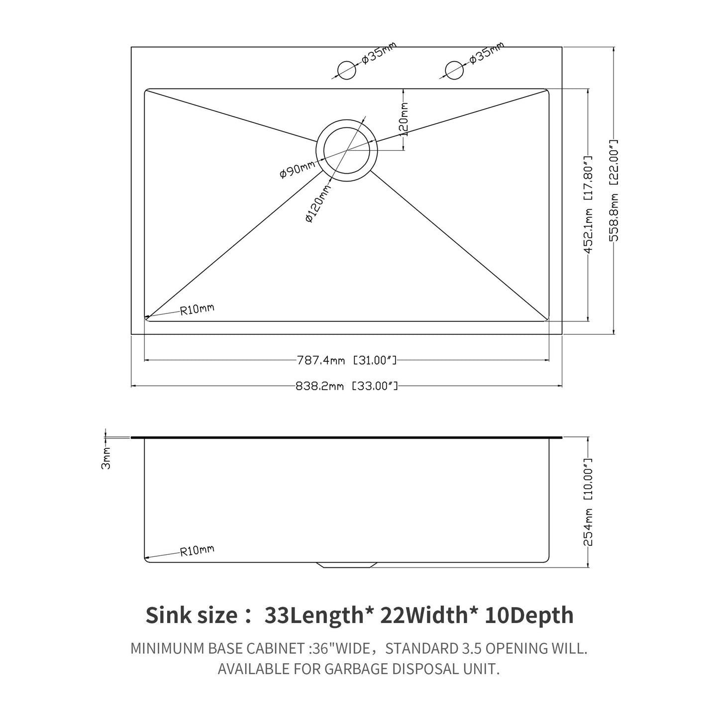 Topmount Kitchen Sink 16 Gauge, Single Bowl Daily Nest