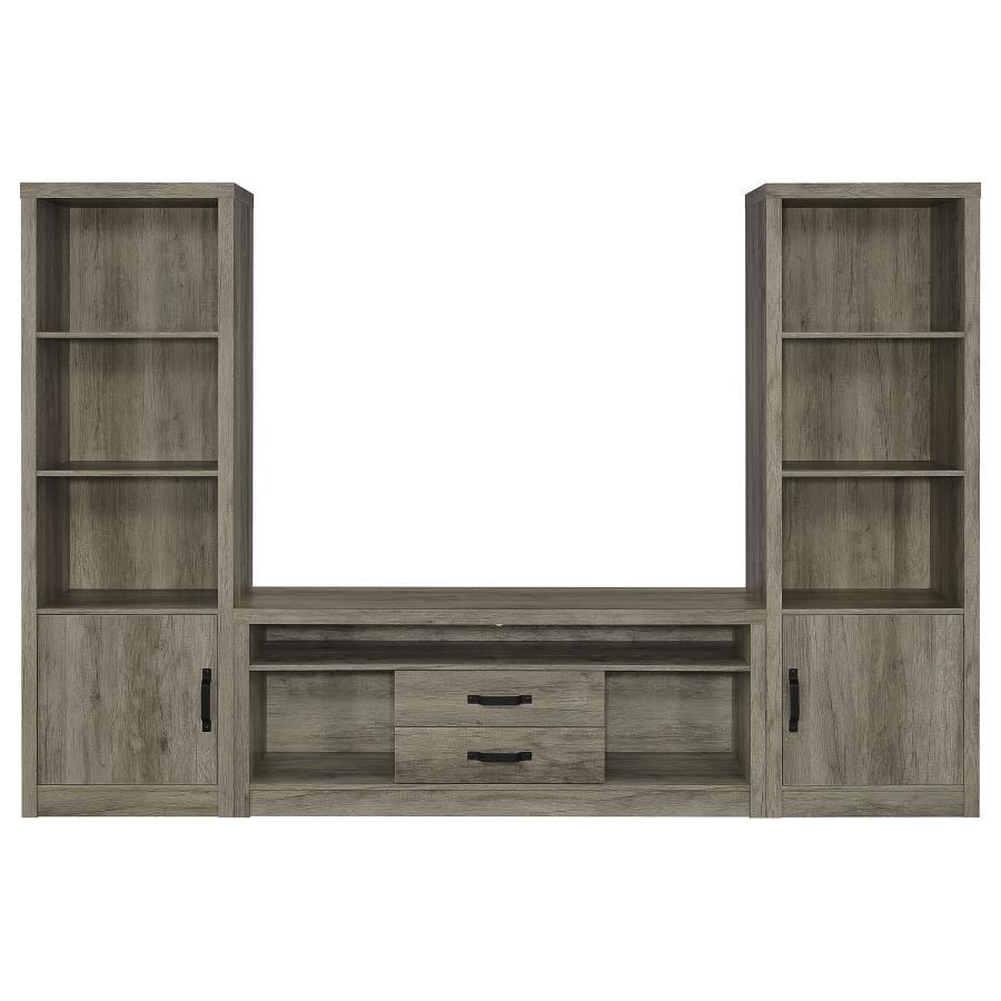 Burke - 3 Piece TV Entertainment Center - Gray Driftwood Coaster Fine Furniture