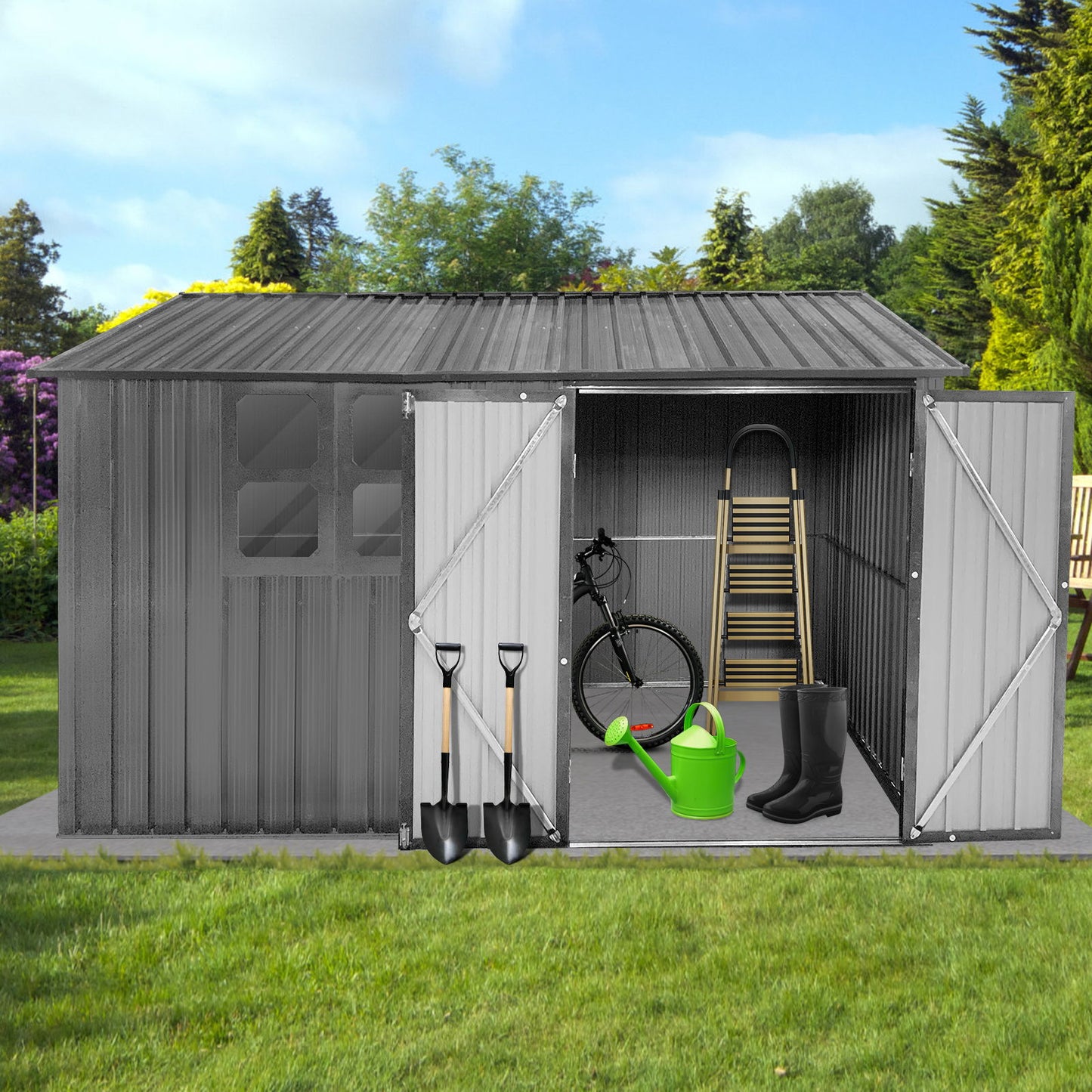 10' x 8' Garden Sheds Outdoor Storage Sheds With Window Daily Nest