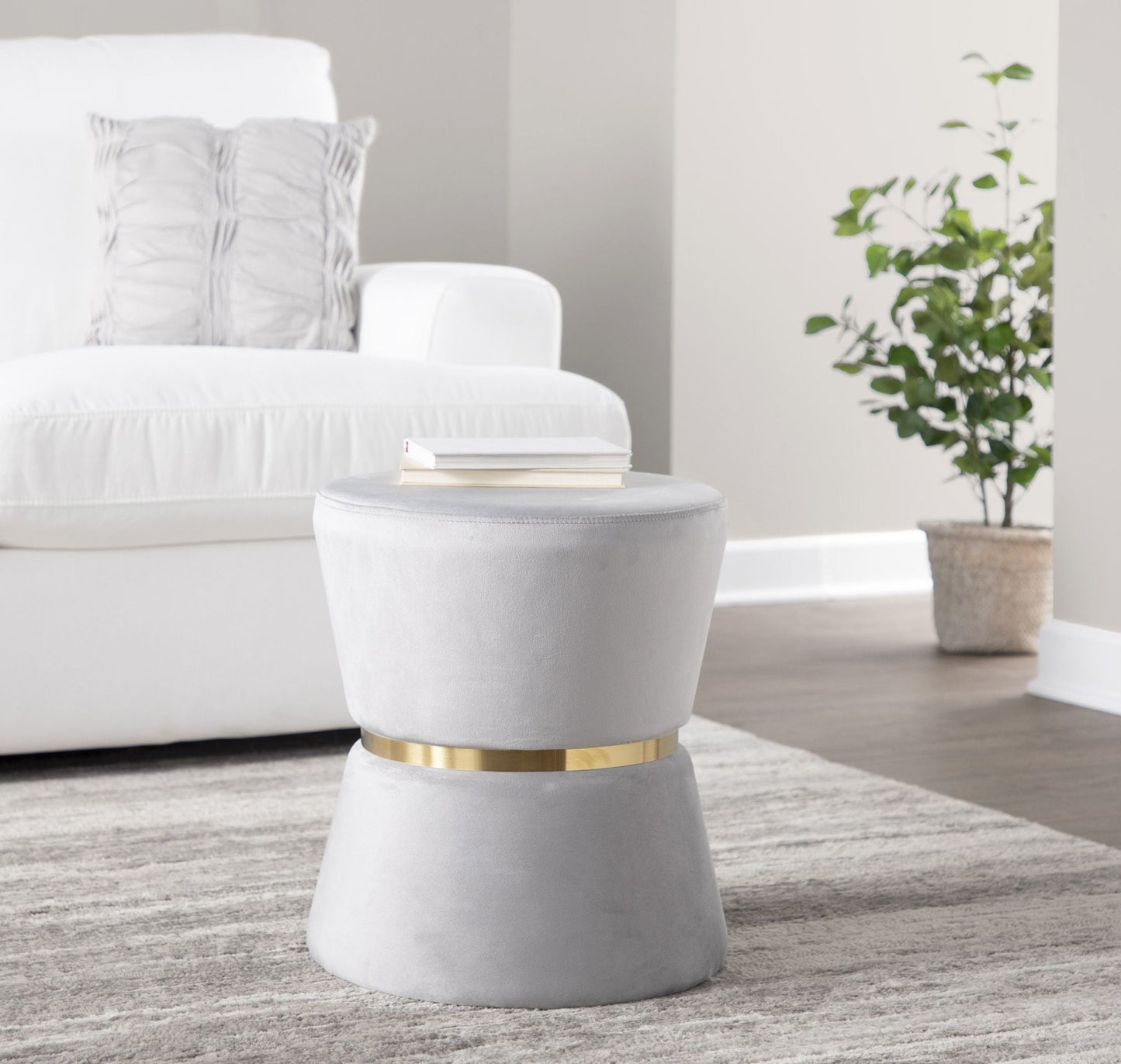 Gemma - Contemporary / Glam Ottoman - Silver / Gold Lumi Source