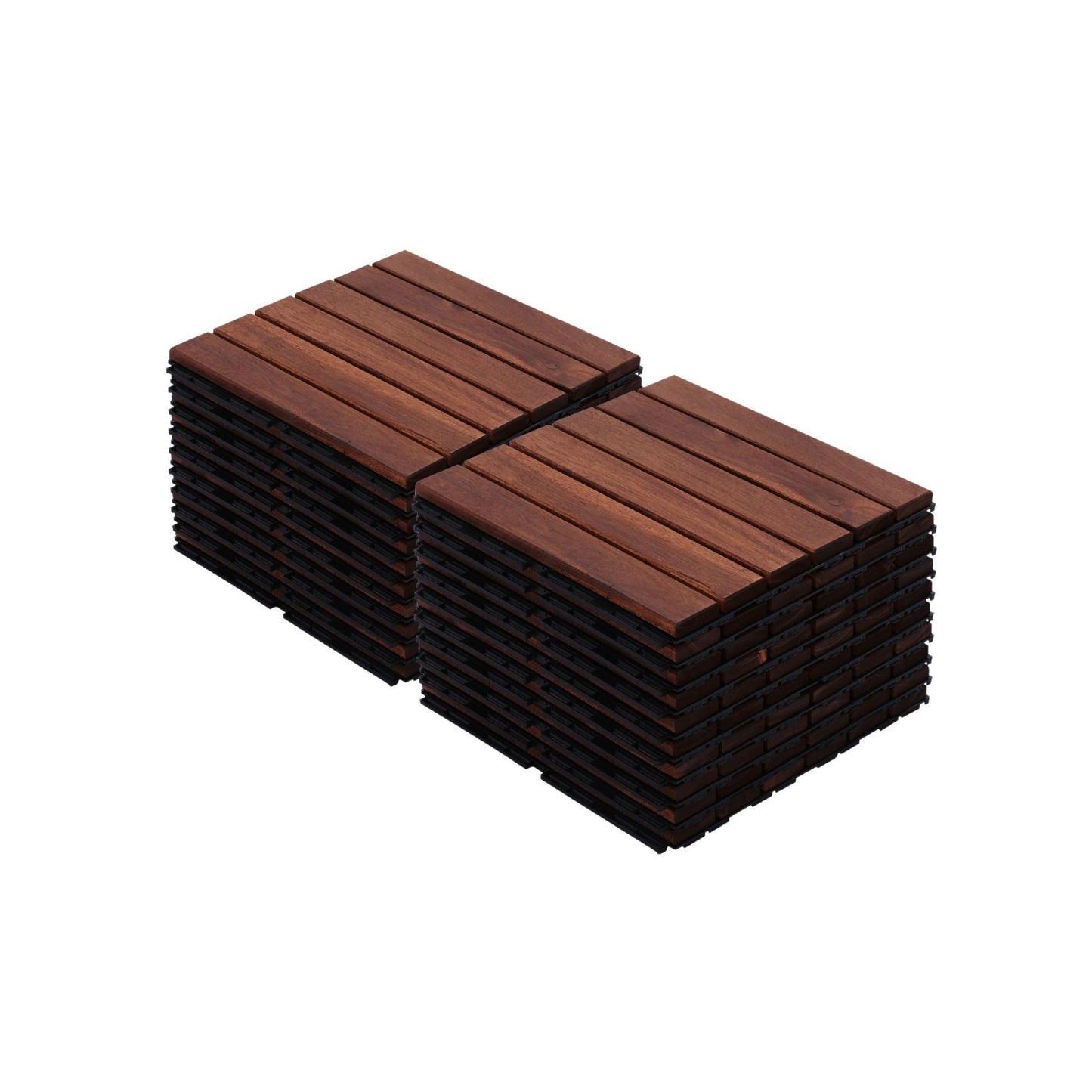 Interlocking Deck Tiles Striped Pattern, Square Acacia Hardwood Outdoor Flooring For Patio, Bancony, Pool Side Daily Nest