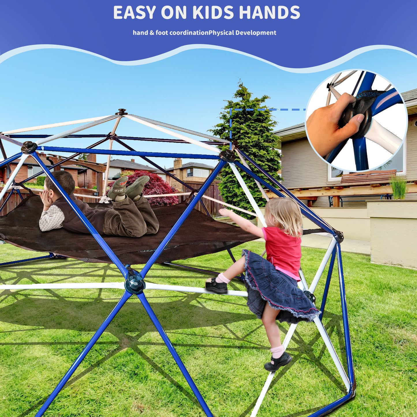 10Ft Climbing Dome For Kids Jungle Gym Apply To Park Dome Climber With Hammock Playground Equipment - Colorful Daily Nest