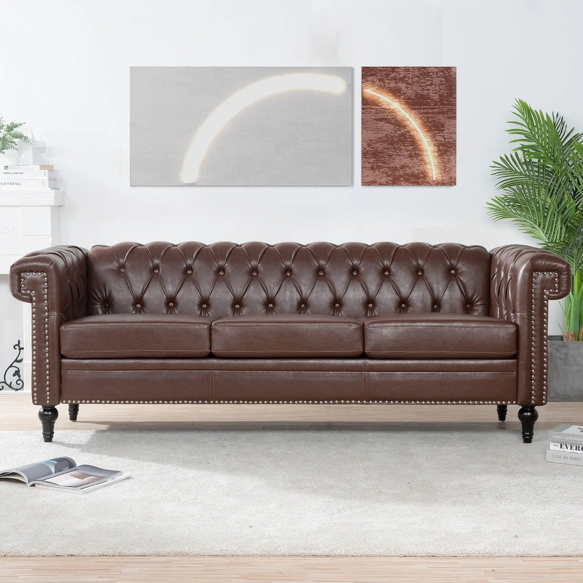 Traditional Square Arm Removable Cushion 3 Seater Sofa Home Essentials