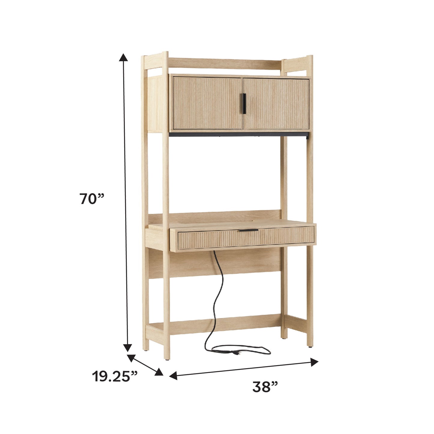 Transitional Reeded Desk With Hutch And Drawers Plus Tech Management Walker Edison