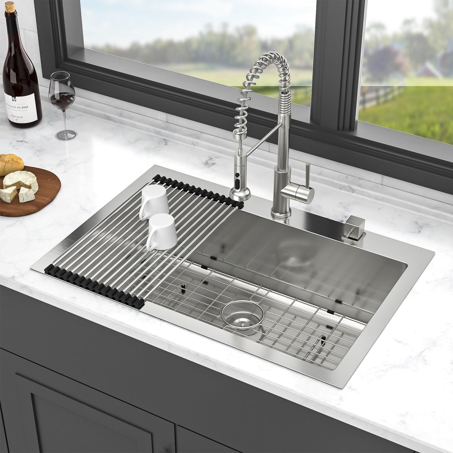 Kitchen Sink Drop In, Stainless Steel Single Bowl, Topmount Daily Nest