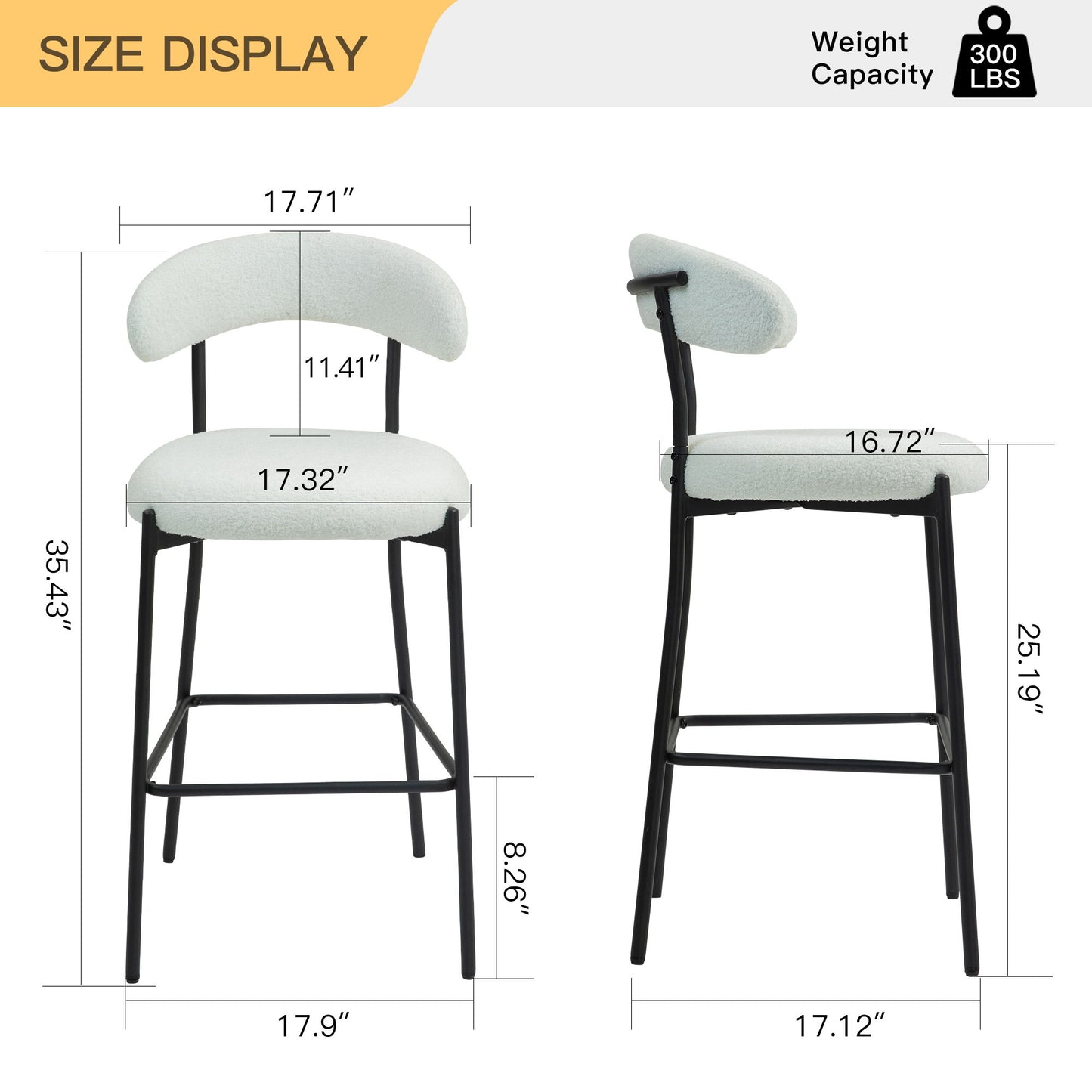 Counter Height Bar Stools With Powder Coating Base And Footrest Home Essentials