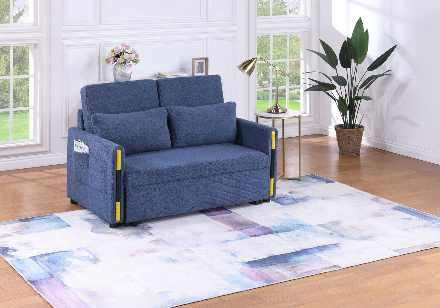 Percy - Teddy Velvet Sleeper Loveseat With Dual-Pull Sleeper Design Lilola Home