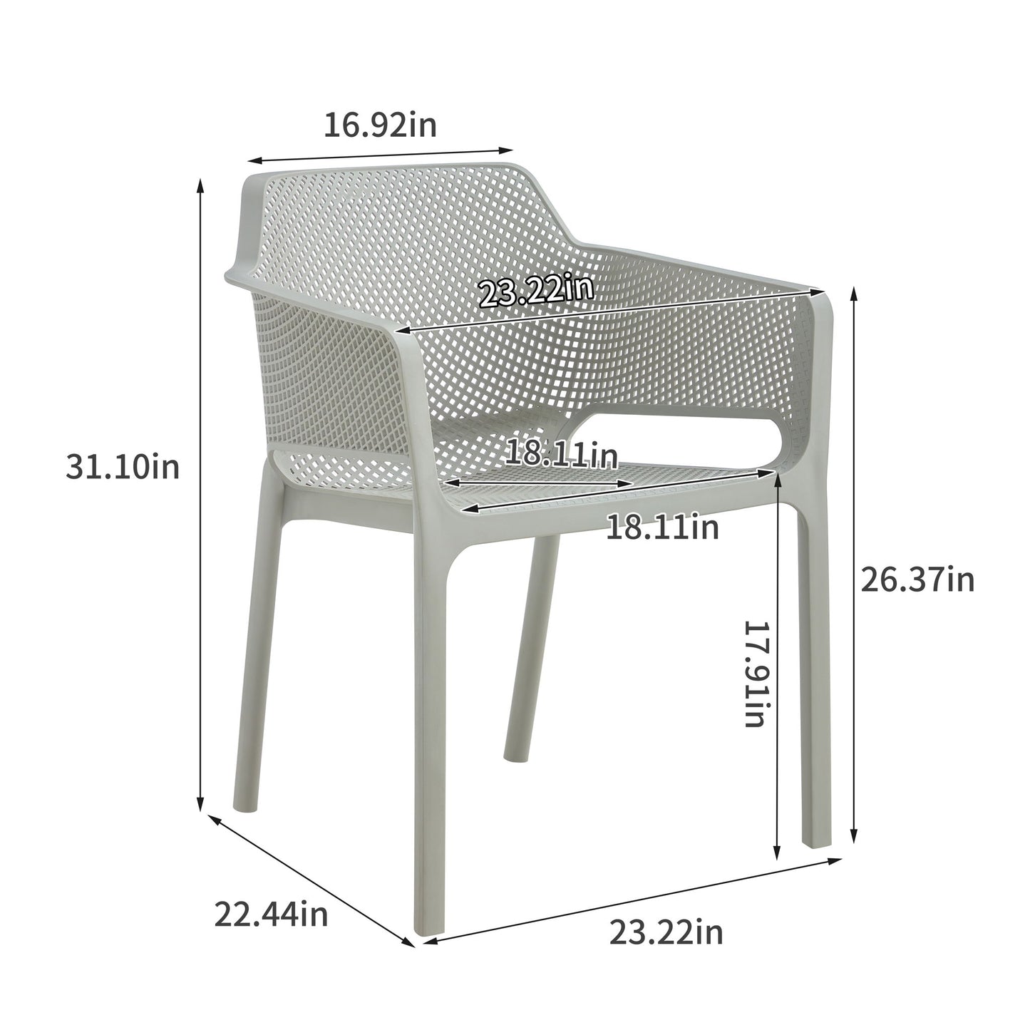 3 Piece Plastic Arm Chair Bistro Grs Premium Ocean Plastic Home Essentials