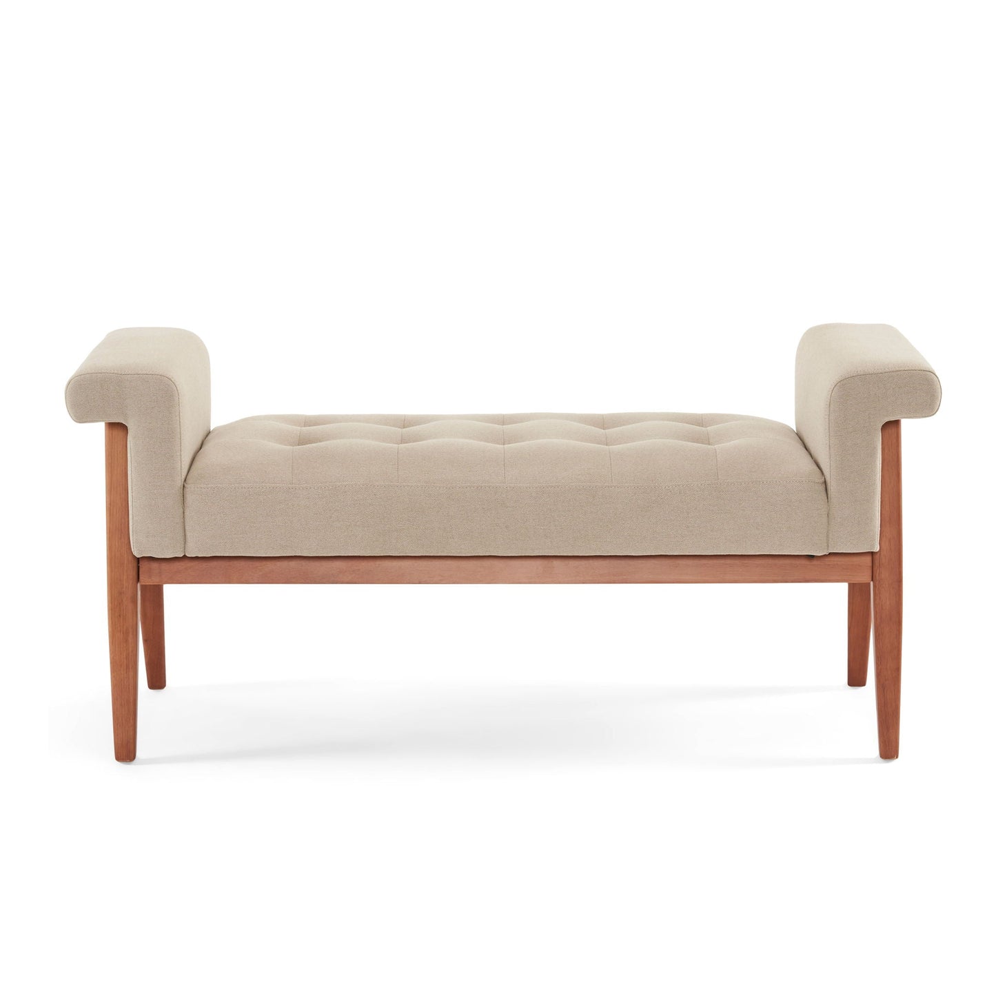 Elegant Tufted Ottoman - Beige / Brown Noble House