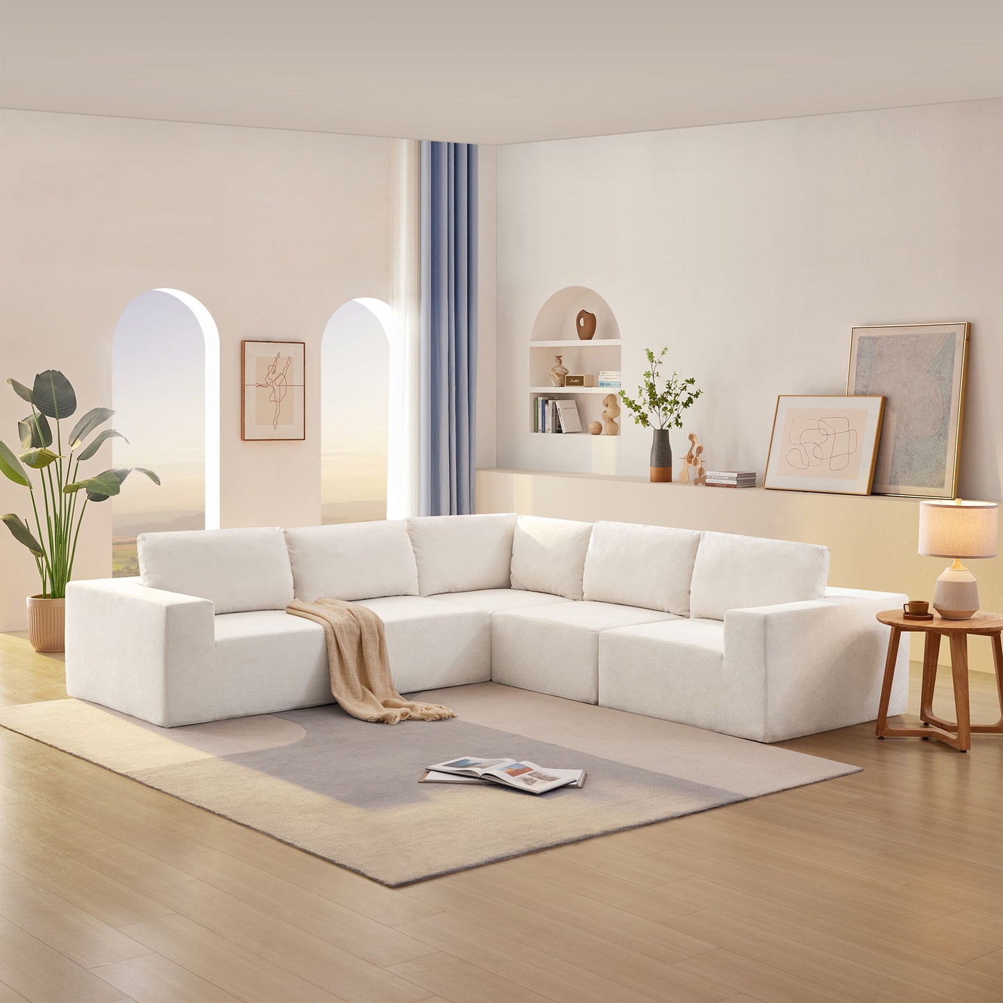 Modular Sectional With Wide Seat Free Combination L Shaped Couch Set Cloud Upholstered Minimalist Boneless Sofa Luxe & Co.