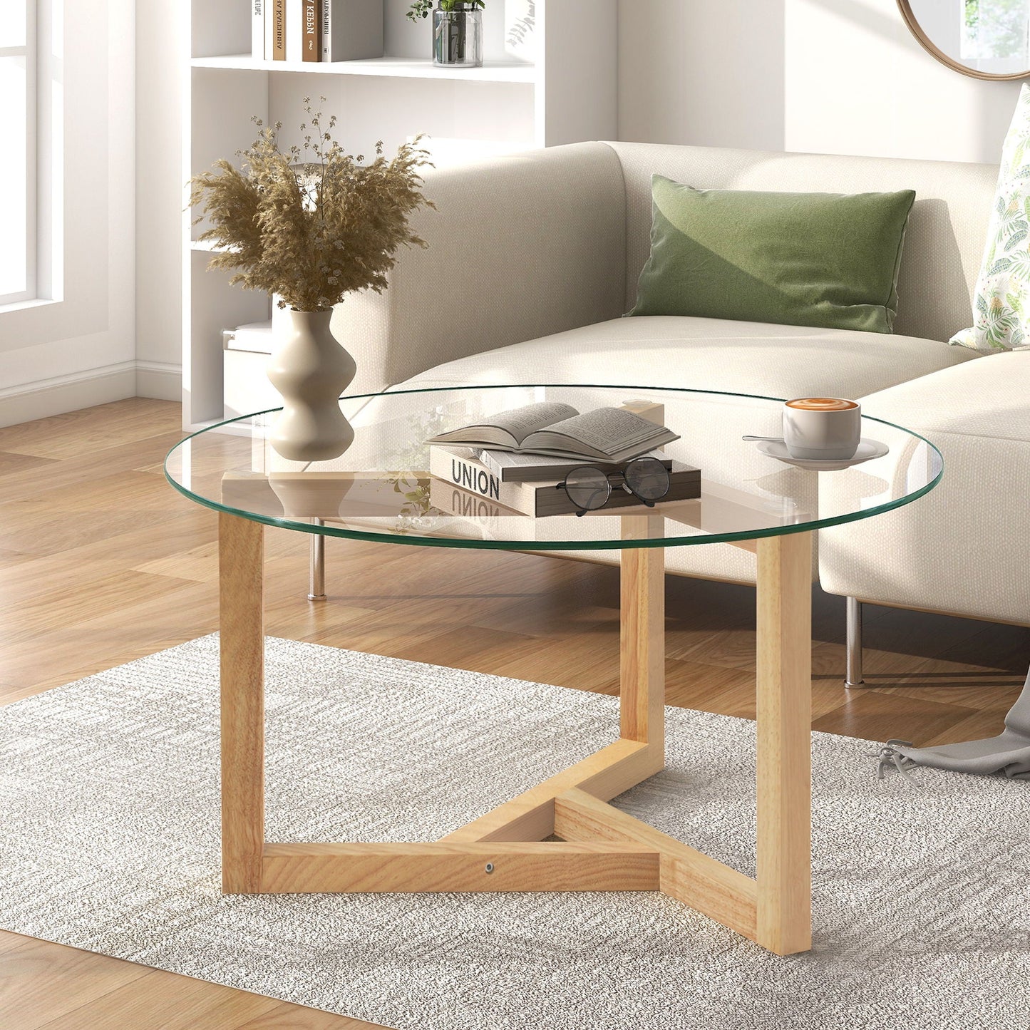 Round Glass Coffee Table Modern Cocktail Table Hearth and Haven